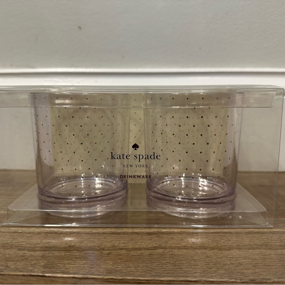 Kate Spade Gold Dot Drinkware Set of 2 Brand new